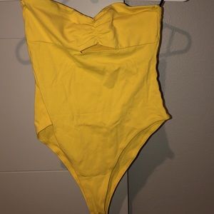 yellow forever 21 body suit
